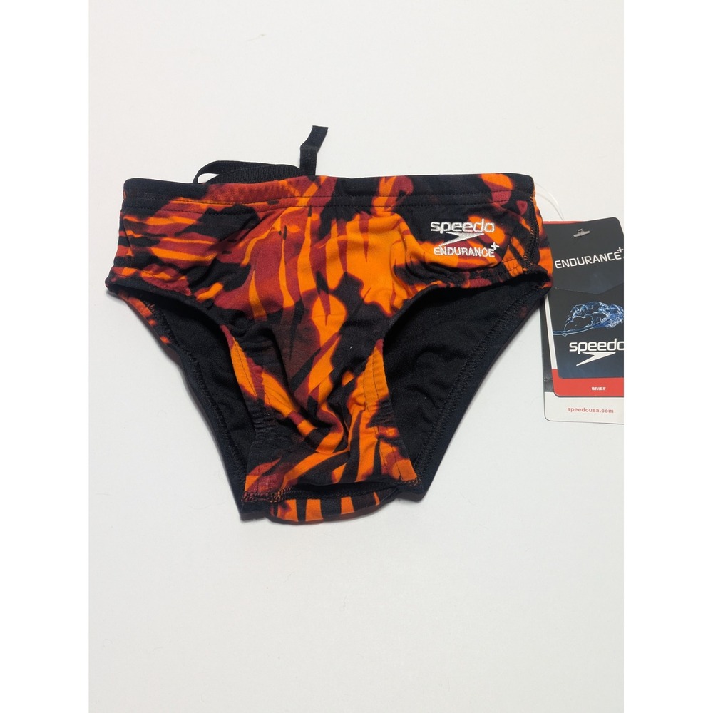 Speedo Mens Endurance+ Reflected Swim Brief Orange Black Size 24